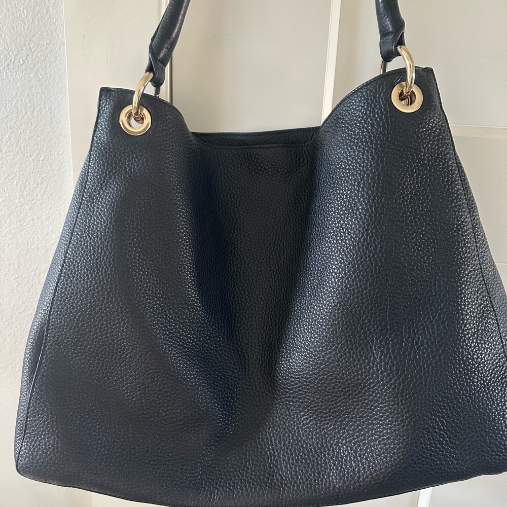 Mark & Graham Black Pebbled Leather Shoulder Bag